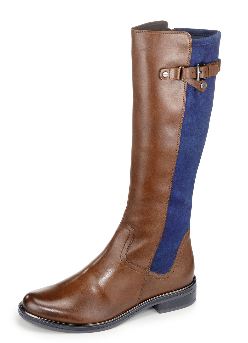 Caprice Stiefel aus edlem Nappaleder und elastischem Textilmaterial, Schuhgröße 3 1/2, Cognac-Marine von Caprice
