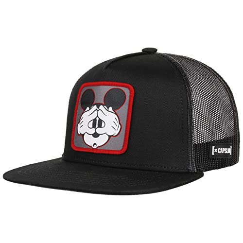 Capslab Mickey Mouse Trucker Cap Basecap Baseballcap Flat Brim Truckercap Meshcap (One Size - schwarz) von Capslab