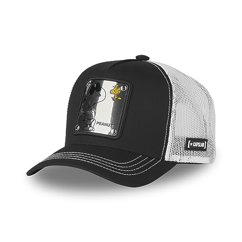 Capslab Snoopy Die Peanuts Schwarz Weiß Metallplatte Trucker Cap - One-Size von Capslab