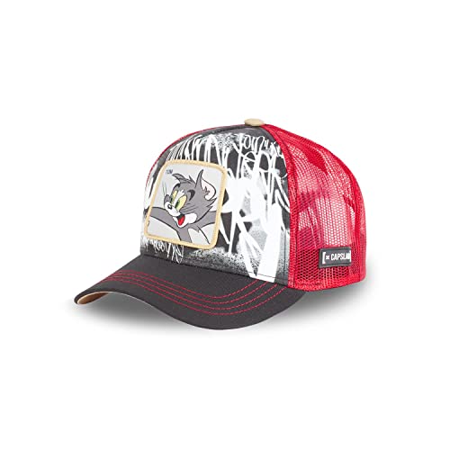 Capslab Tom Black White Red Tom and Jerry Trucker Cap - One-Size von Capslab