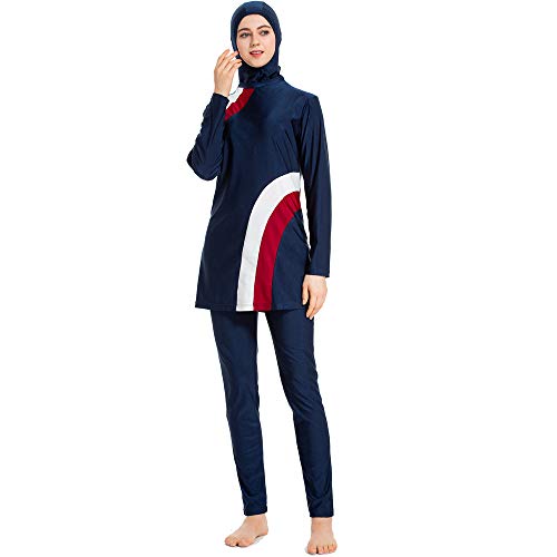 CaptainSwim Muslimische Badebekleidung für Frauen Mädchen Vollständige Abdeckung Burkini Badeanzug Set Islamischer Hijab (DE/NL/SE/PL, Alphanumerisch, 4XL, Regular, Regular, Schlanke Mädels, Blau) von CaptainSwim