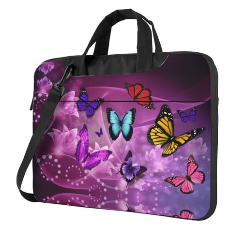 3D rot karierte multifunktionale Laptoptasche - wasserdichte Arbeit Aktentasche Laptop Tasche - ideal für Frauen und Männer, Lila Schmetterlinge, 13 inch von CarXs