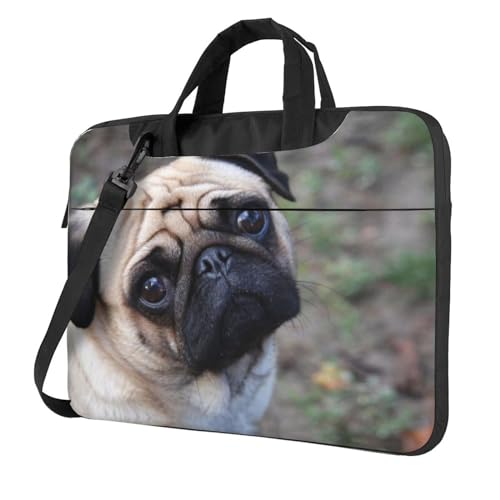 3D rot karierte multifunktionale Laptoptasche - wasserdichte Arbeit Aktentasche Laptop Tasche - ideal für Frauen und Männer, Mops Dog2, 14 inch von CarXs