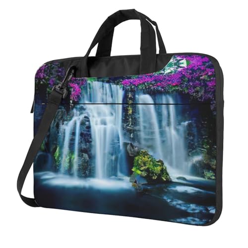 3D rot karierte multifunktionale Laptoptasche - wasserdichte Arbeit Aktentasche Laptop Tasche - ideal für Frauen und Männer, Wasserfall und Blume, 14 inch von CarXs