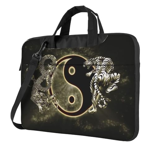 3D rot karierte multifunktionale Laptoptasche - wasserdichte Arbeit Aktentasche Laptop Tasche - ideal für Frauen und Männer, Yin Yang Dragon Tiger, 13 inch von CarXs