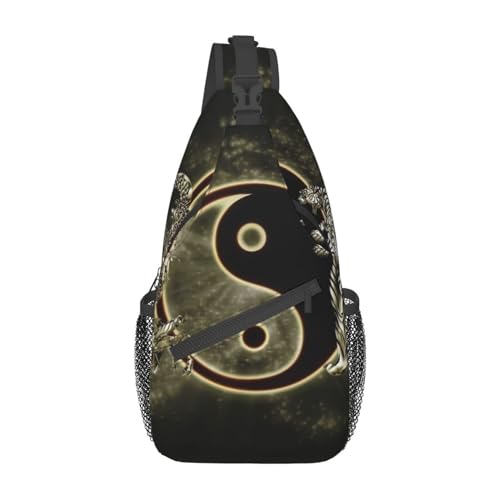 Batik-Kreuz-Brusttasche, Mehrzweck-Tragetasche, hohe Haltbarkeit und Vielseitigkeit, Yin Yang Dragon Tiger, Einheitsgröße von CarXs