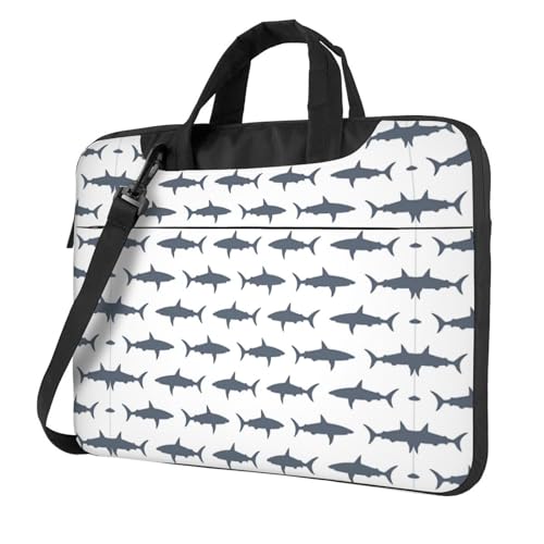 Camo Multifunktionale Laptoptasche - Wasserdichte Arbeit Aktentasche Laptop Tasche - Ideal für Damen und Herren, Fisch und Hai, 13 inch von CarXs