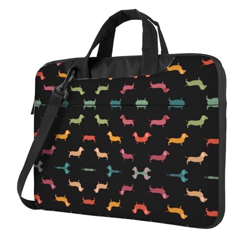 Cheerleader Multifunktionale Laptoptasche - Wasserdichte Arbeit Aktentasche Laptop Tasche - Ideal für Damen und Herren, Niedliche Dackel-Hunde, 14 inch von CarXs