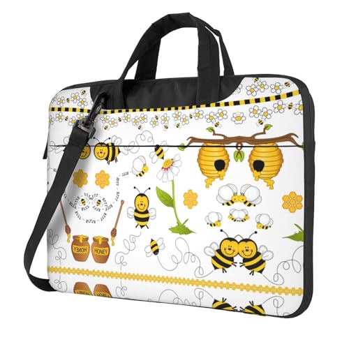 Dog Puppy Paw Multifunktionale Laptoptasche - Wasserdichte Arbeit Aktentasche Laptop Tasche - Ideal für Frauen und Männer, Flying Bees Daisy Honig, 15.6 inch von CarXs