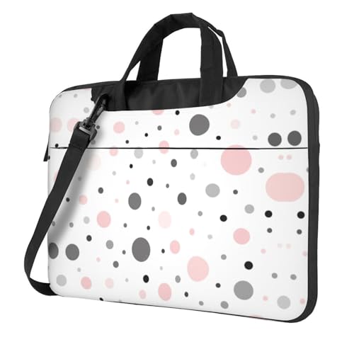 Dog Puppy Paw Multifunktionale Laptoptasche - Wasserdichte Arbeit Aktentasche Laptop Tasche - Ideal für Frauen und Männer, Modernes Punktemuster in Rosa, Grau, Weiß, 14 inch von CarXs