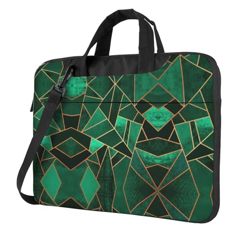 Fresh Succulents Multifunktionale Laptoptasche - Wasserdichte Arbeit Aktentasche Laptop Tasche - Ideal für Frauen und Männer, Schwarz und Gold, geometrisch, 13 inch von CarXs