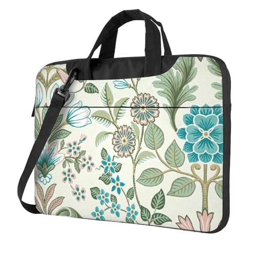 Funny English Dog Multifunktionale Laptoptasche - Wasserdichte Arbeit Aktentasche Laptop Hülle - Ideal für Frauen und Männer, Grüne Blume., 14 inch von CarXs