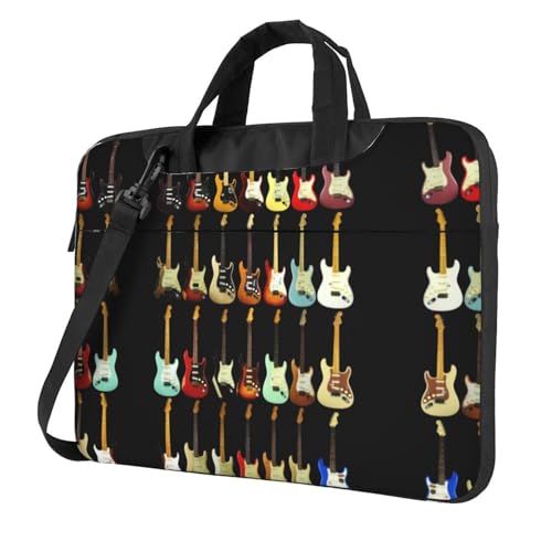 Graue gestreifte multifunktionale Laptoptasche – wasserdichte Arbeits-Aktentasche Laptoptasche – ideal für Damen und Herren, Kunst-Gitarren-Muster, 13 inch von CarXs