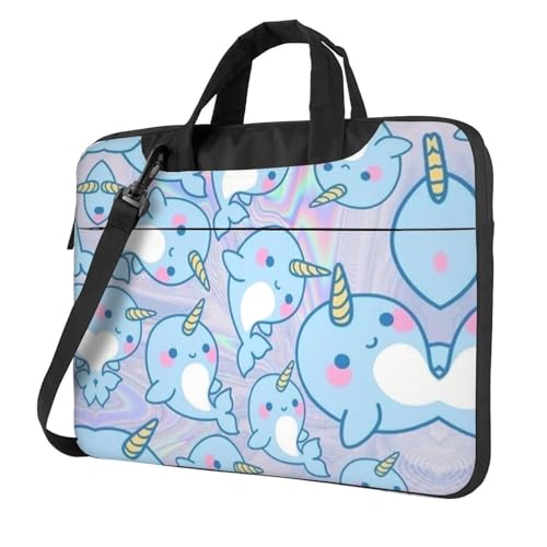 Graue gestreifte multifunktionale Laptoptasche – wasserdichte Arbeits-Aktentasche Laptoptasche – ideal für Damen und Herren, Süßer Fisch, 15.6 inch von CarXs