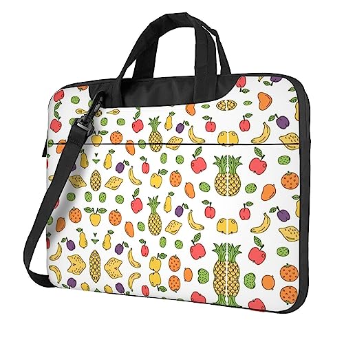 Hawaiian Flower Multifunktionale Laptoptasche - Wasserdichte Arbeit Aktentasche Laptop Tasche - Ideal für Frauen und Männer, Banana Strawberry Ananas, 14 inch von CarXs