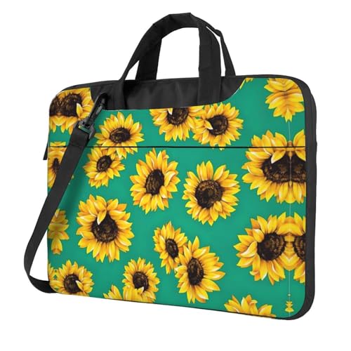 Hawaiian Flower Multifunktionale Laptoptasche - Wasserdichte Arbeit Aktentasche Laptop Tasche - Ideal für Frauen und Männer, Frühlings-Sonnenblumen, 14 inch von CarXs