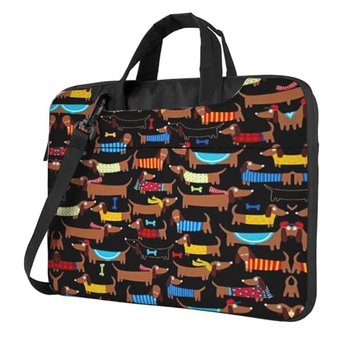 Hawaiian Flower Multifunktionale Laptoptasche - Wasserdichte Arbeit Aktentasche Laptop Tasche - Ideal für Frauen und Männer, I Love My Dog Dachshunds, 13 inch von CarXs