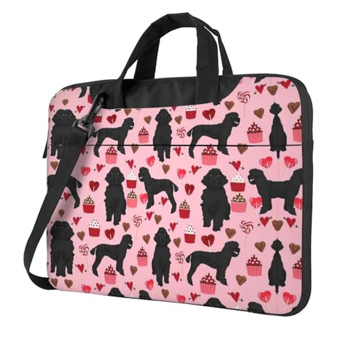 Hawaiian Flower Multifunktionale Laptoptasche - Wasserdichte Arbeit Aktentasche Laptop Tasche - Ideal für Frauen und Männer, Rosa Pudel Hunde, 13 inch von CarXs