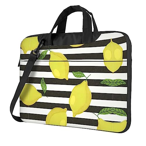 Kaktus Multifunktionale Laptoptasche - Wasserdichte Arbeit Aktentasche Laptop Tasche - Ideal für Damen und Herren, Blau gestreift und Zitrone, 13 inch von CarXs