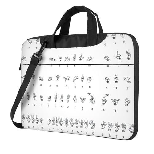 Lila Libelle Multifunktionale Laptoptasche - Wasserdichte Arbeit Aktentasche Laptop Tasche - Ideal für Frauen und Männer, Gebärdensprache Alphabet, 13 inch von CarXs