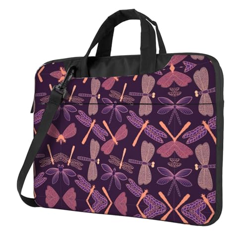 Lila Libelle Multifunktionale Laptoptasche - Wasserdichte Arbeit Aktentasche Laptop Tasche - Ideal für Frauen und Männer, Lila Libelle, 14 inch von CarXs