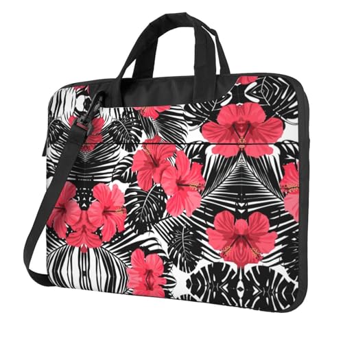 Lila Libelle Multifunktionale Laptoptasche - Wasserdichte Arbeit Aktentasche Laptop Tasche - Ideal für Frauen und Männer, Roter Hibiskus, 13 inch von CarXs