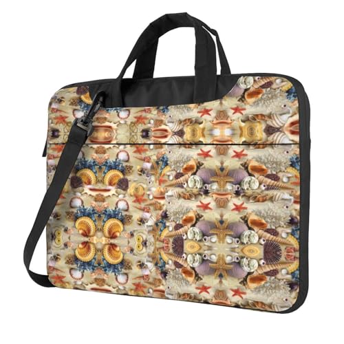 Lila Libelle Multifunktionale Laptoptasche - Wasserdichte Arbeit Aktentasche Laptop Tasche - Ideal für Frauen und Männer, Seestern Muschel Sandy Beach Thema, 14 inch von CarXs