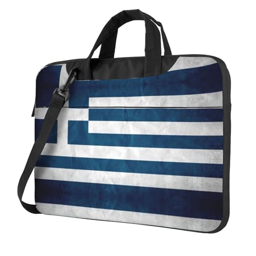 Lustige süße Tier-Faultier-Musik Multifunktionale Laptoptasche - wasserdichte Arbeit Aktentasche Laptop Tasche - Ideal für Frauen und Männer, Griechische Flagge, 13 inch von CarXs