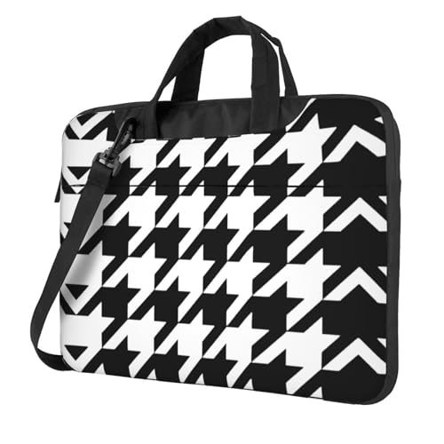 Lustige süße Tier-Faultier-Musik Multifunktionale Laptoptasche - wasserdichte Arbeit Aktentasche Laptop Tasche - Ideal für Frauen und Männer, Houndstooth Schwarz, 14 inch von CarXs