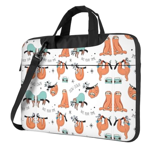 Lustige süße Tier-Faultier-Musik Multifunktionale Laptoptasche - wasserdichte Arbeit Aktentasche Laptop Tasche - Ideal für Frauen und Männer, Lustige niedliche Tier-Faultier-Musik, 14 inch von CarXs