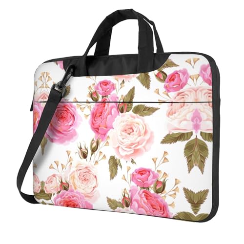 Lustige süße Tier-Faultier-Musik Multifunktionale Laptoptasche - wasserdichte Arbeit Aktentasche Laptop Tasche - Ideal für Frauen und Männer, Rosenblüte, 13 inch von CarXs