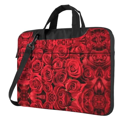 Lustige süße Tier-Faultier-Musik Multifunktionale Laptoptasche - wasserdichte Arbeit Aktentasche Laptop Tasche - Ideal für Frauen und Männer, rote rose, 15.6 inch von CarXs