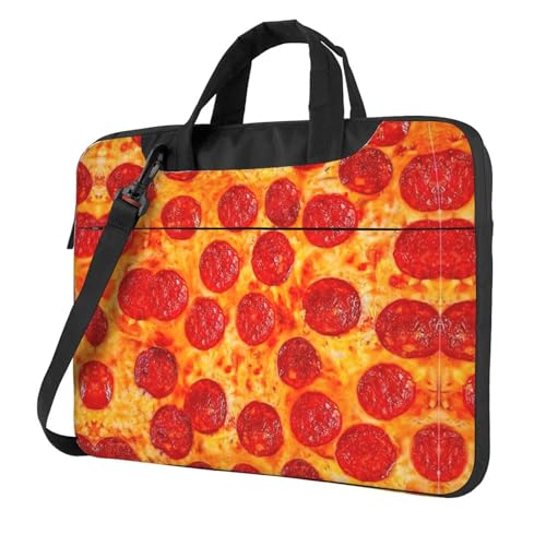 Multifunktionale Laptoptasche mit Vogelmuster, wasserdicht, Arbeits-Aktentasche, Laptoptasche, ideal für Damen und Herren, 3D Pizza Pepperoni, 13 inch von CarXs