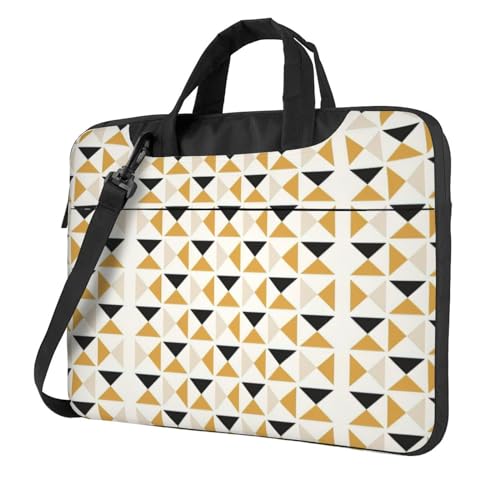 Multifunktionale Laptoptasche mit Vogelmuster, wasserdicht, Arbeits-Aktentasche, Laptoptasche, ideal für Damen und Herren, Moderne, schwarz-weißgoldene Dreiecke., 13 inch von CarXs