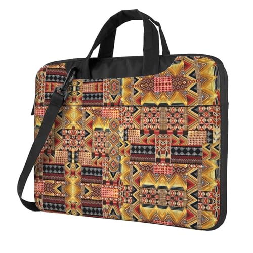 Multifunktionale Laptoptasche mit Vogelmuster, wasserdicht, Arbeits-Aktentasche, Laptoptasche, ideal für Damen und Herren, Patchwork Afrikanisches Textil, 15.6 inch von CarXs