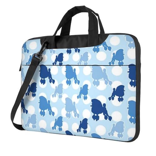 Multifunktionale Laptoptasche mit bunten Blumen und Totenköpfen, wasserdicht, ideal für Damen und Herren, Blau Pudel gepunktet, 13 inch von CarXs