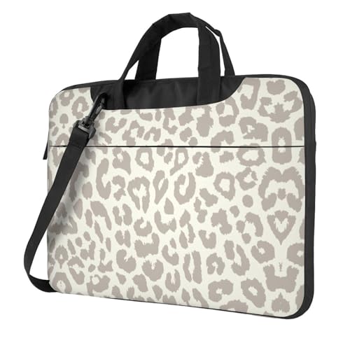 Multifunktionale Laptoptasche mit bunten Blumen und Totenköpfen, wasserdicht, ideal für Damen und Herren, Braunes Leopardenmuster, 13 inch von CarXs