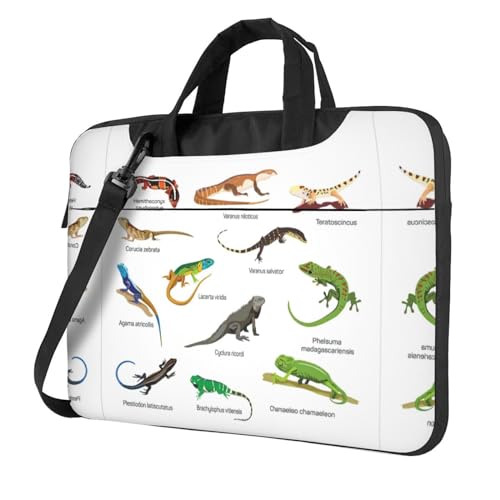 Pferde Streifen Muster Multifunktionale Laptoptasche - Wasserdichte Arbeit Aktentasche Laptop Hülle - Ideal für Frauen und Männer, Verschiedene Eidechsenarten, 14 inch von CarXs