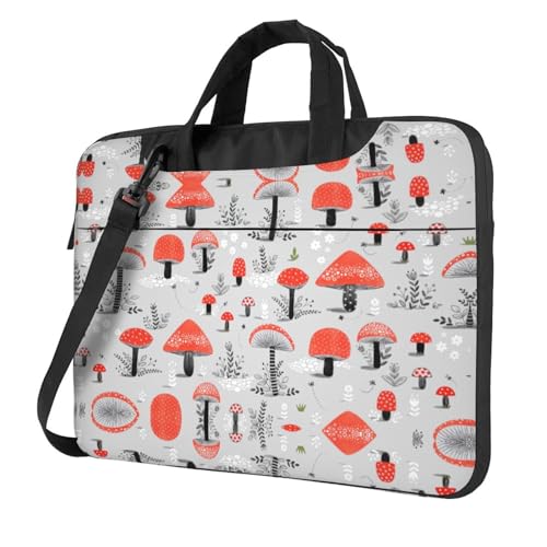 Pferde Streifen Muster Multifunktionale Laptoptasche - Wasserdichte Arbeit Aktentasche Laptop Tasche - Ideal für Damen und Herren, Cartoon Pilze, 13 inch von CarXs