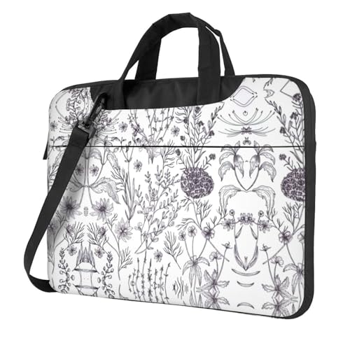 Plum Blossom Multifunktionale Laptoptasche - Wasserdichte Arbeit Aktentasche Laptop Tasche - Ideal für Damen und Herren, Blühende Kräuter und Kräuterpflanzen, 15.6 inch von CarXs