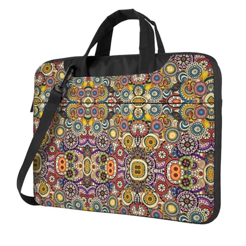 Plum Blossom Multifunktionale Laptoptasche - Wasserdichte Arbeit Aktentasche Laptop Tasche - Ideal für Damen und Herren, Ethnische Kreise Blumenmuster, 13 inch von CarXs