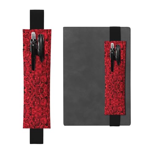 Red Rose vielseitiger verstellbarer Leder-Stifthalter, Lesezeichen, perfektes Gummiband für Tagebücher, Tasche von CarXs