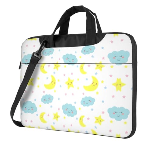 Romantische rote Herz-Multifunktions-Laptop-Tasche - wasserdichte Arbeit Aktentasche Laptop Tasche - Ideal für Frauen und Männer, Moon Cloud Star, 13 inch von CarXs