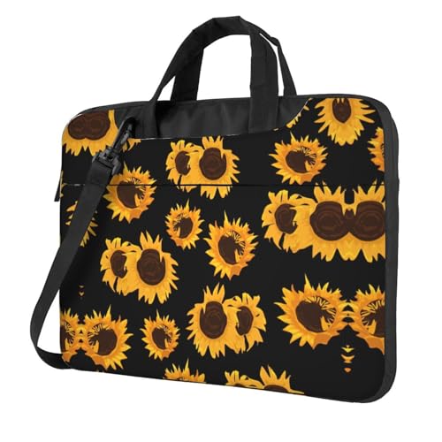 Rosa Blumen Blätter Multifunktionale Laptoptasche - Wasserdichte Arbeit Aktentasche Laptop Tasche - Ideal für Frauen und Männer, Goldene Sonnenblumen, 14 inch von CarXs