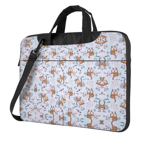 Rosa Blumen Blätter Multifunktionale Laptoptasche - Wasserdichte Arbeit Aktentasche Laptop Tasche - Ideal für Frauen und Männer, Lama-Cartoon-Muster., 14 inch von CarXs