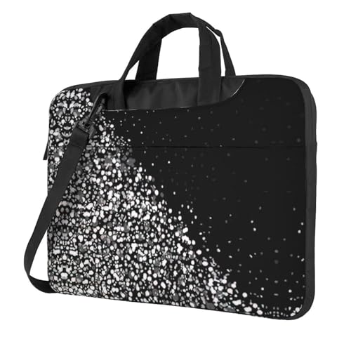 Schöne Sonnenblume Multifunktionale Laptoptasche - Wasserdichte Arbeit Aktentasche Laptop Tasche - Ideal für Frauen und Männer, Schwarz-weißer Glitzer., 13 inch von CarXs