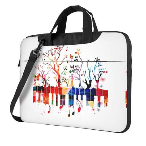 Seestern Küstenwolle Multifunktionale Laptoptasche - Wasserdichte Arbeit Aktentasche Laptop Hülle - Ideal für Frauen und Männer, Bunte Klaviertastatur und Musiknote, 15.6 inch von CarXs