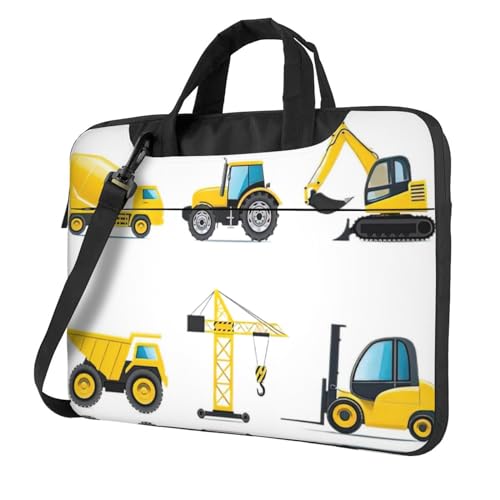 Seestern Küstenwolle Multifunktionale Laptoptasche - Wasserdichte Arbeit Aktentasche Laptop Tasche - Ideal für Frauen und Männer, Cartoon Heavy Machinery Truck, 14 inch von CarXs