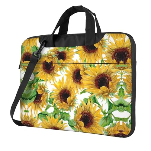 Seestern Küstenwolle Multifunktionale Laptoptasche - Wasserdichte Arbeit Aktentasche Laptop Tasche - Ideal für Frauen und Männer, Gelbe Sonnenblumen, 14 inch von CarXs