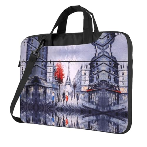 Shining Overlook Multifunktionale Laptoptasche - Wasserdichte Arbeit Aktentasche Laptop Tasche - Ideal für Damen und Herren, Paris City Tree Eiffelturm Art, 13 inch von CarXs